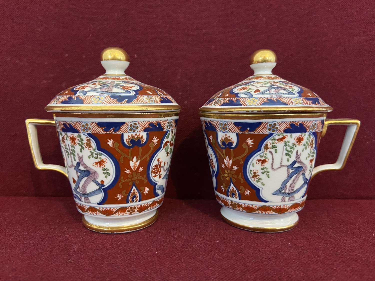 A rare pair of Coalport Porcelain Custard Cups c.1800-1810