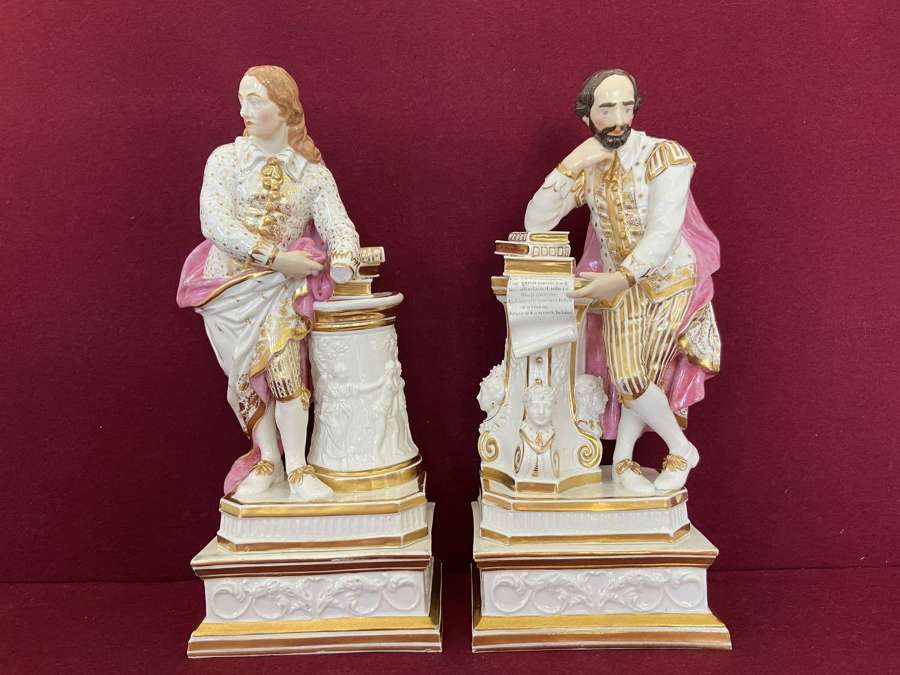 A pair of Bloor Derby porcelain figures of Milton & Shakespeare c.1830