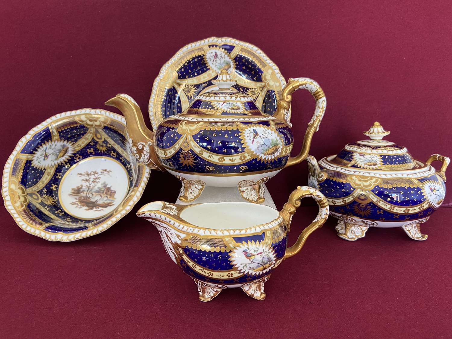 Representative pieces from a H &R Daniel tea service c.1826
