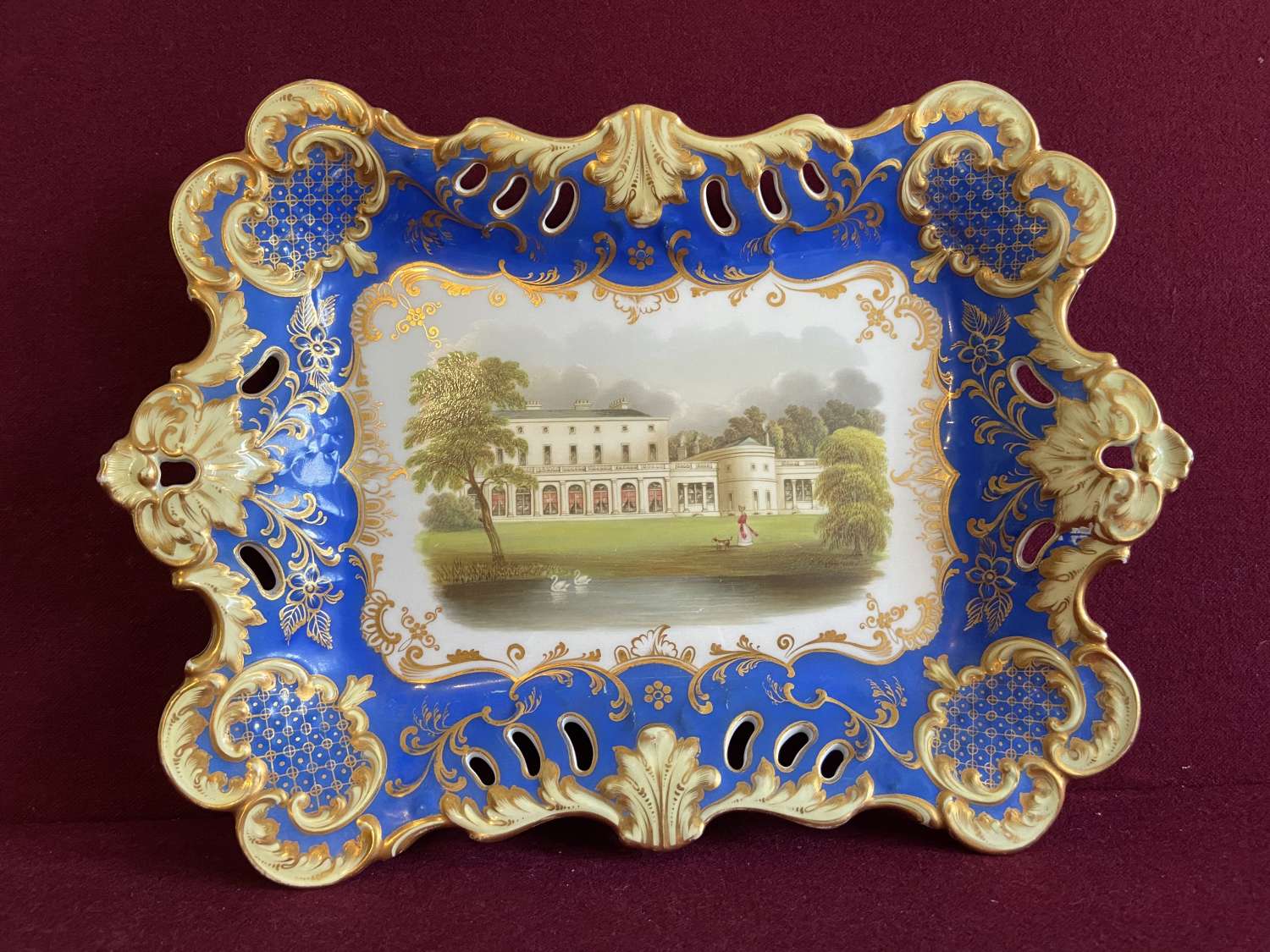 An English Porcelain Tray c.1830 with a view of Frogmore House