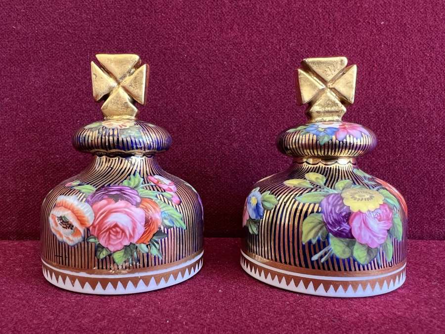 A rare pair of Spode pattern 2478 covered scent bottles c.1815-20