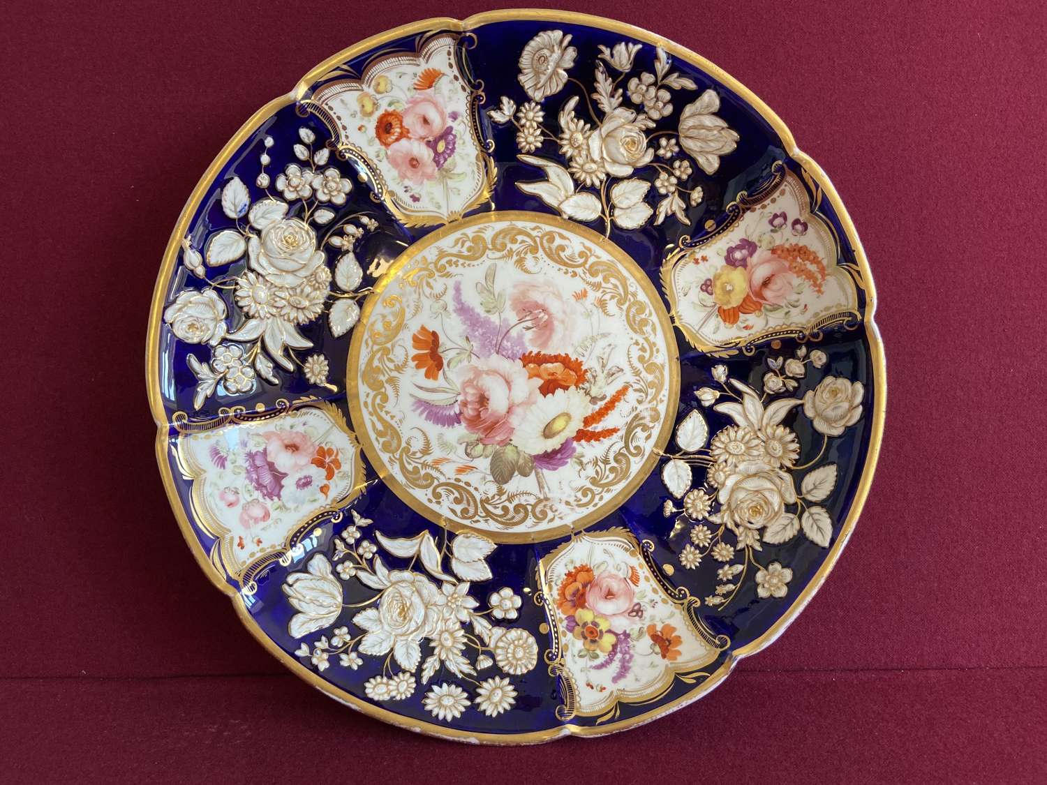A very large Coalport Centre Plate 'New Embossed' shape c.1815