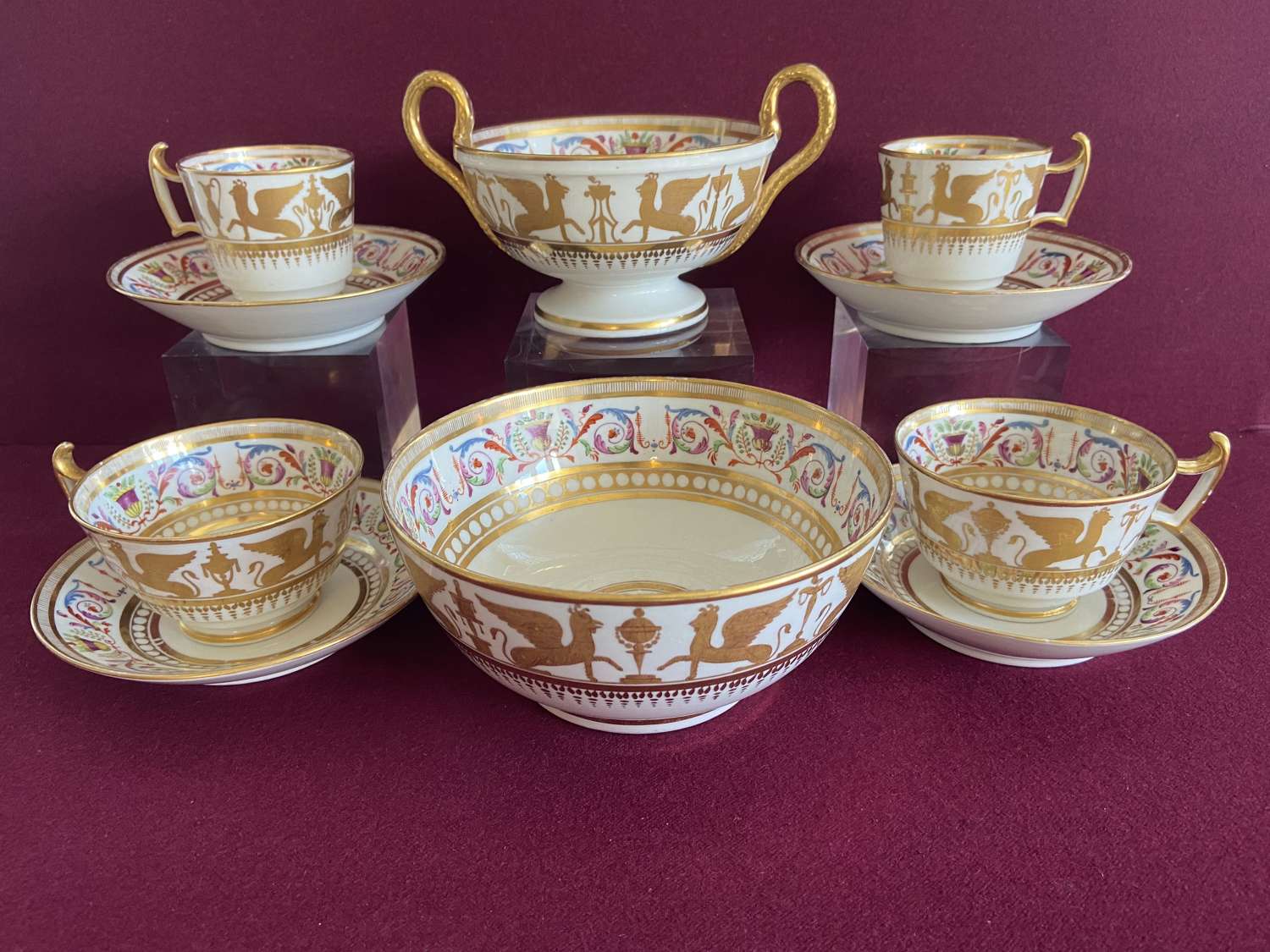 A rare John Rose Coalport Porcelain part tea set c.1812