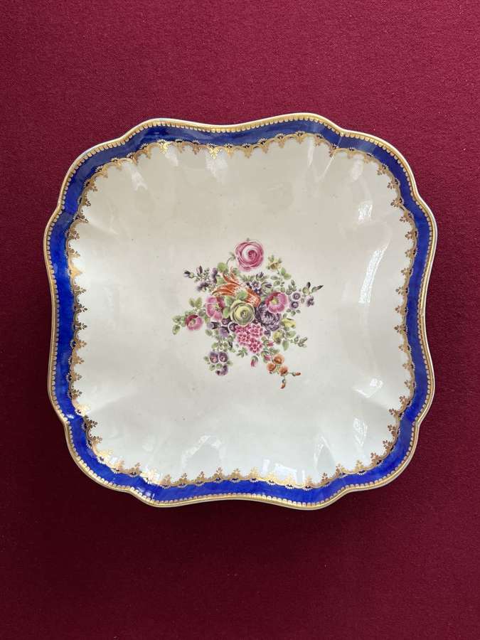 A Worcester Porcelain Cushion Shaped dish c.1775