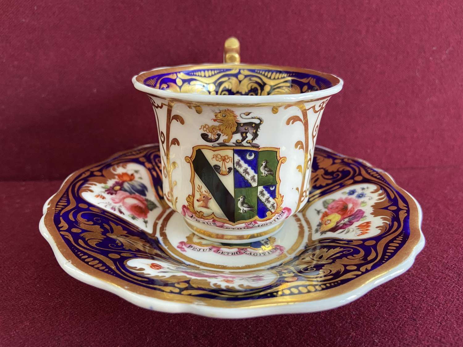 A rare Ridgway Armorial Coffee Cup & Saucer c.1825-1830