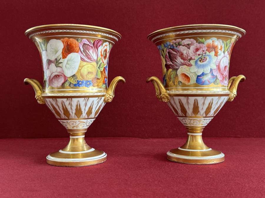 A pair of Coalport Porcelain Campana Shaped Vases c.1810