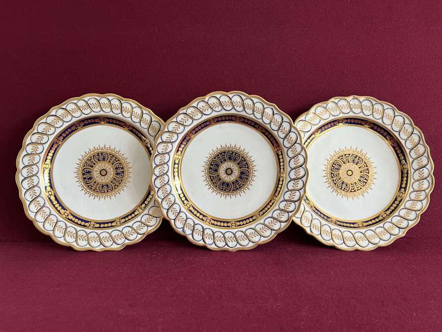Three Flight Worcester Dessert Plates c.1785-1792