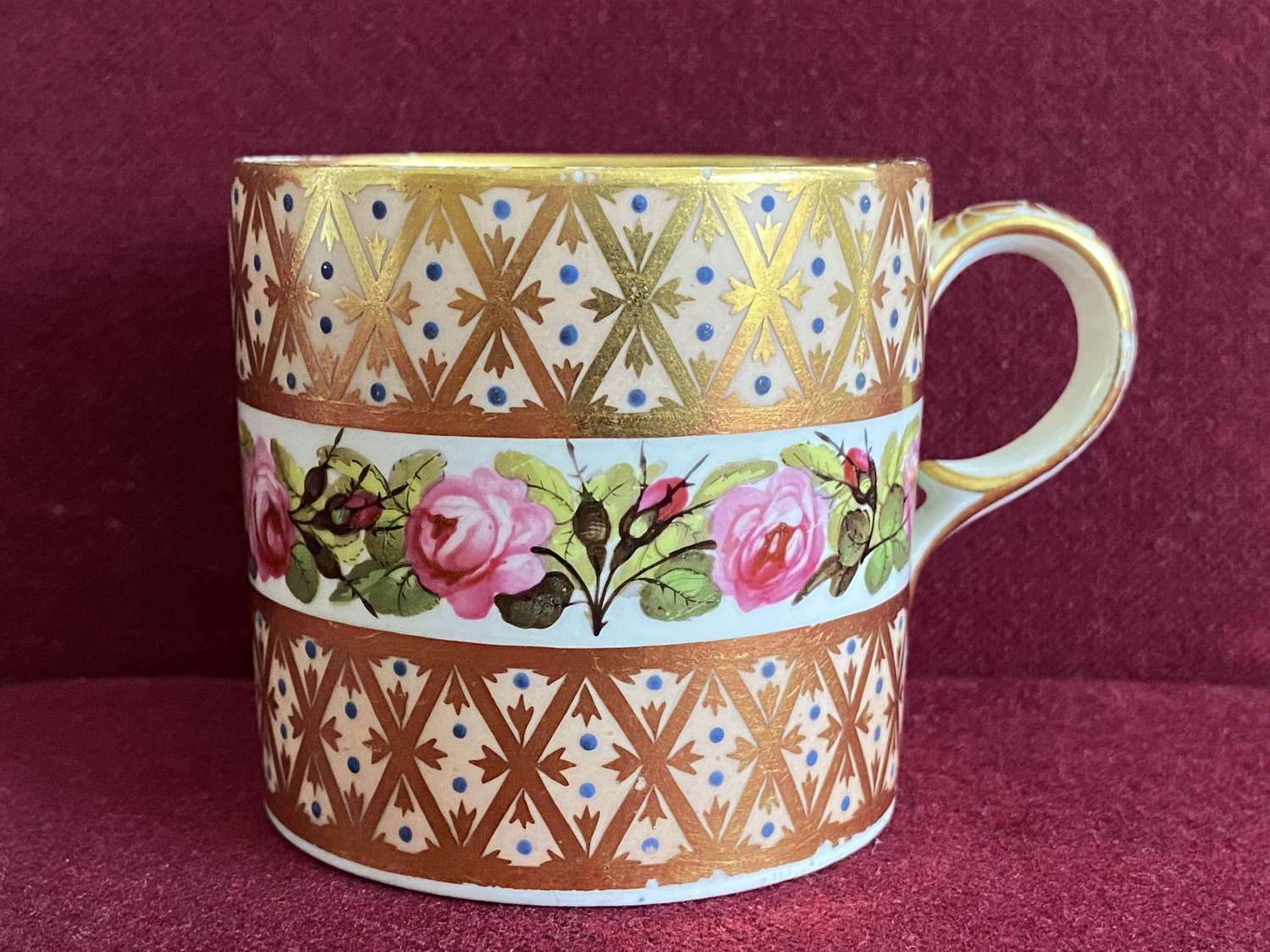 A Derby Coffee Can decorated in the manner of William Billingsley
