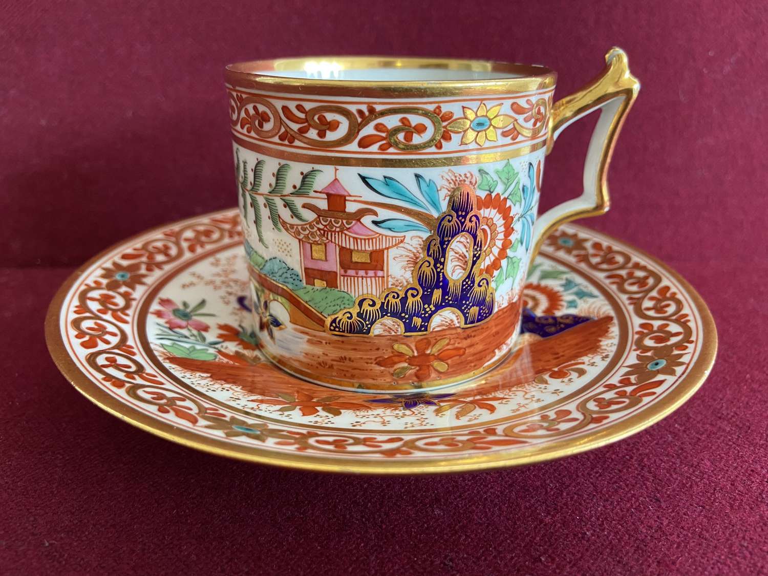 A Flight Barr and Barr Worcester Coffee Can and Saucer c.1815-1820