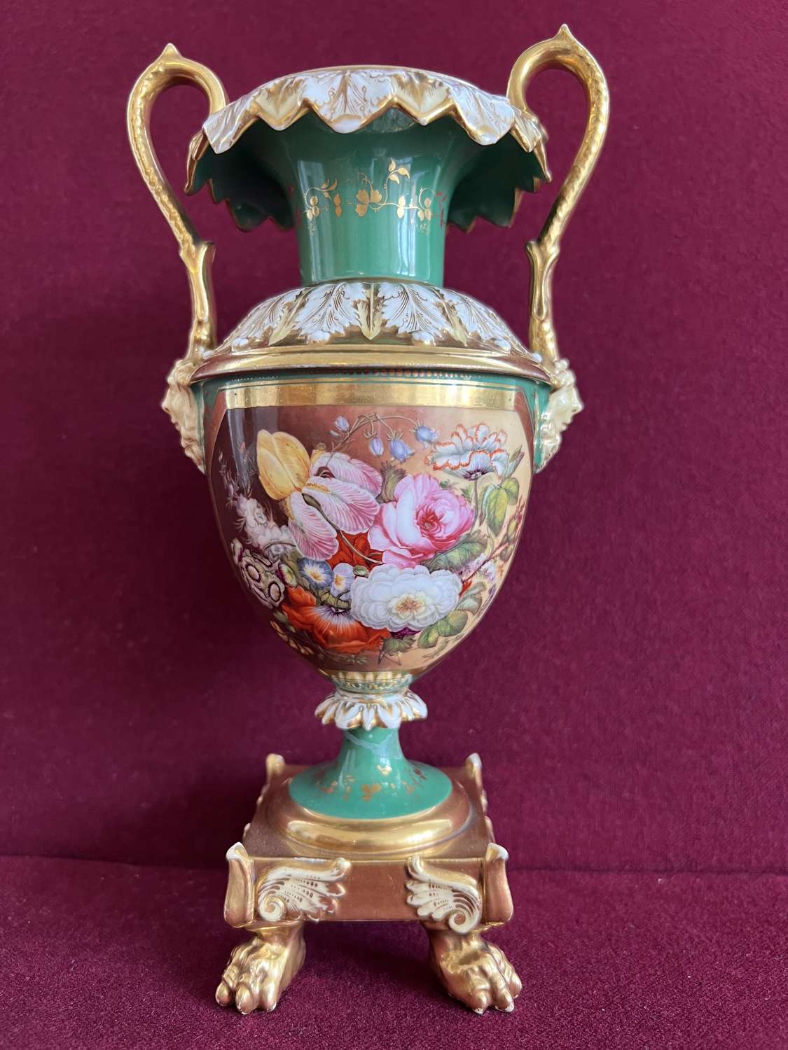 A Minton 'Rutland' shape porcelain vase c.1835-1840