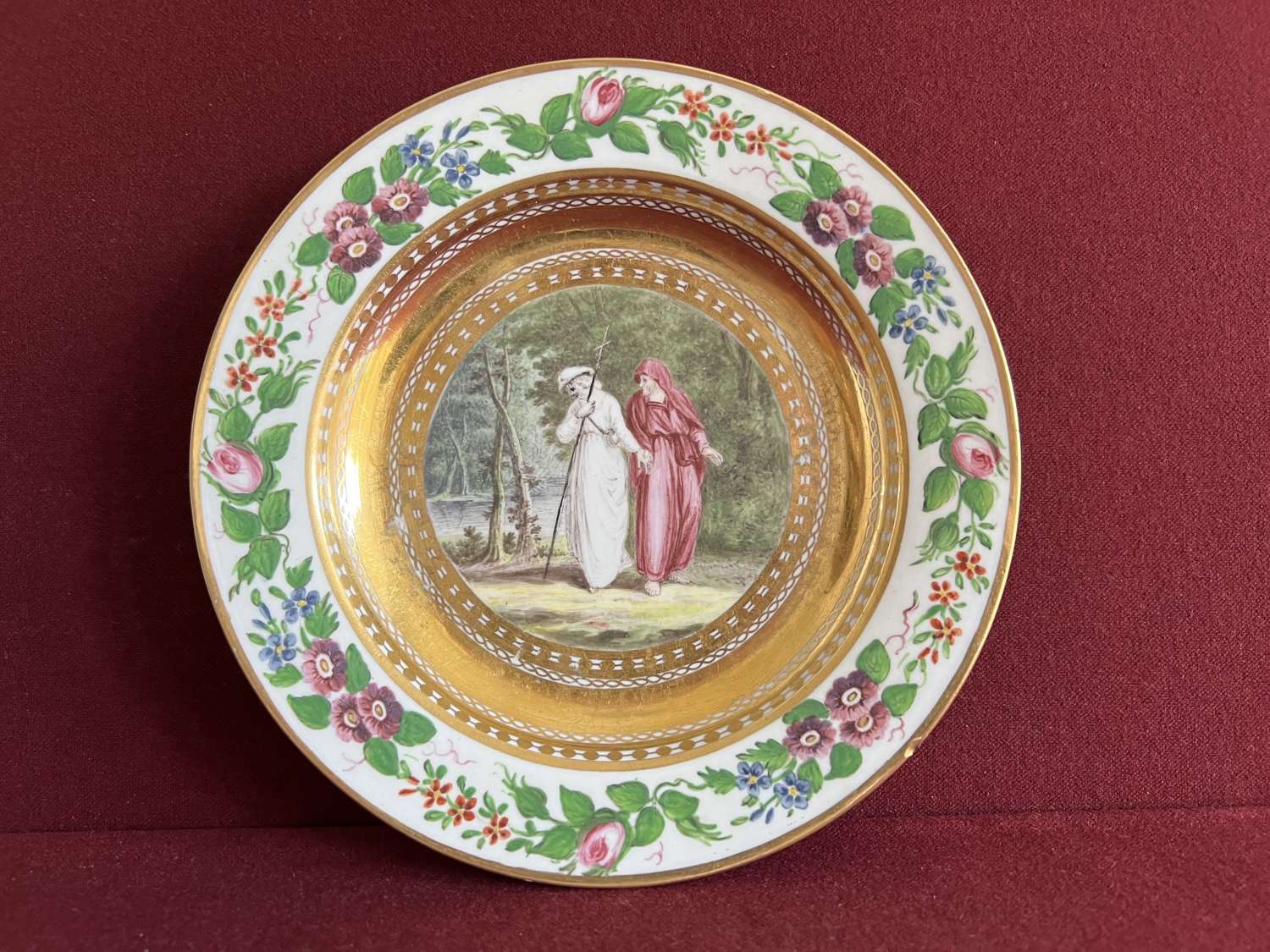 A Coalport Porcelain Plate decorated with a scene of Edwin & Angelena