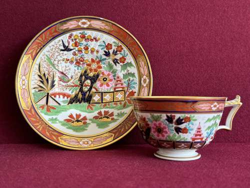 A Flight, Barr and Barr Worcester Porcelain Teacup & Saucer c.1815
