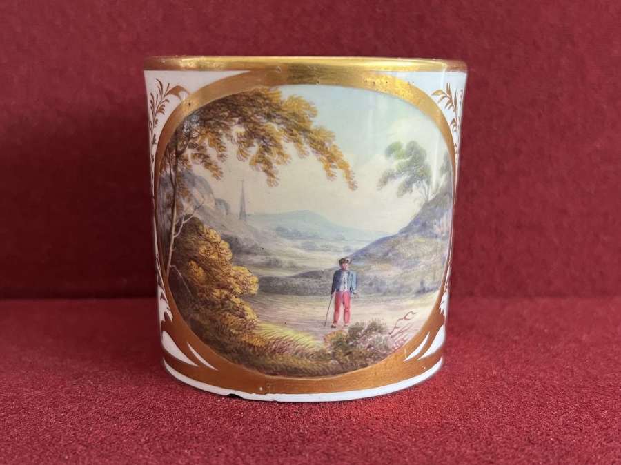 A Derby Porcelain Coffee Can with 'Wishbone' handle c.1815-1825