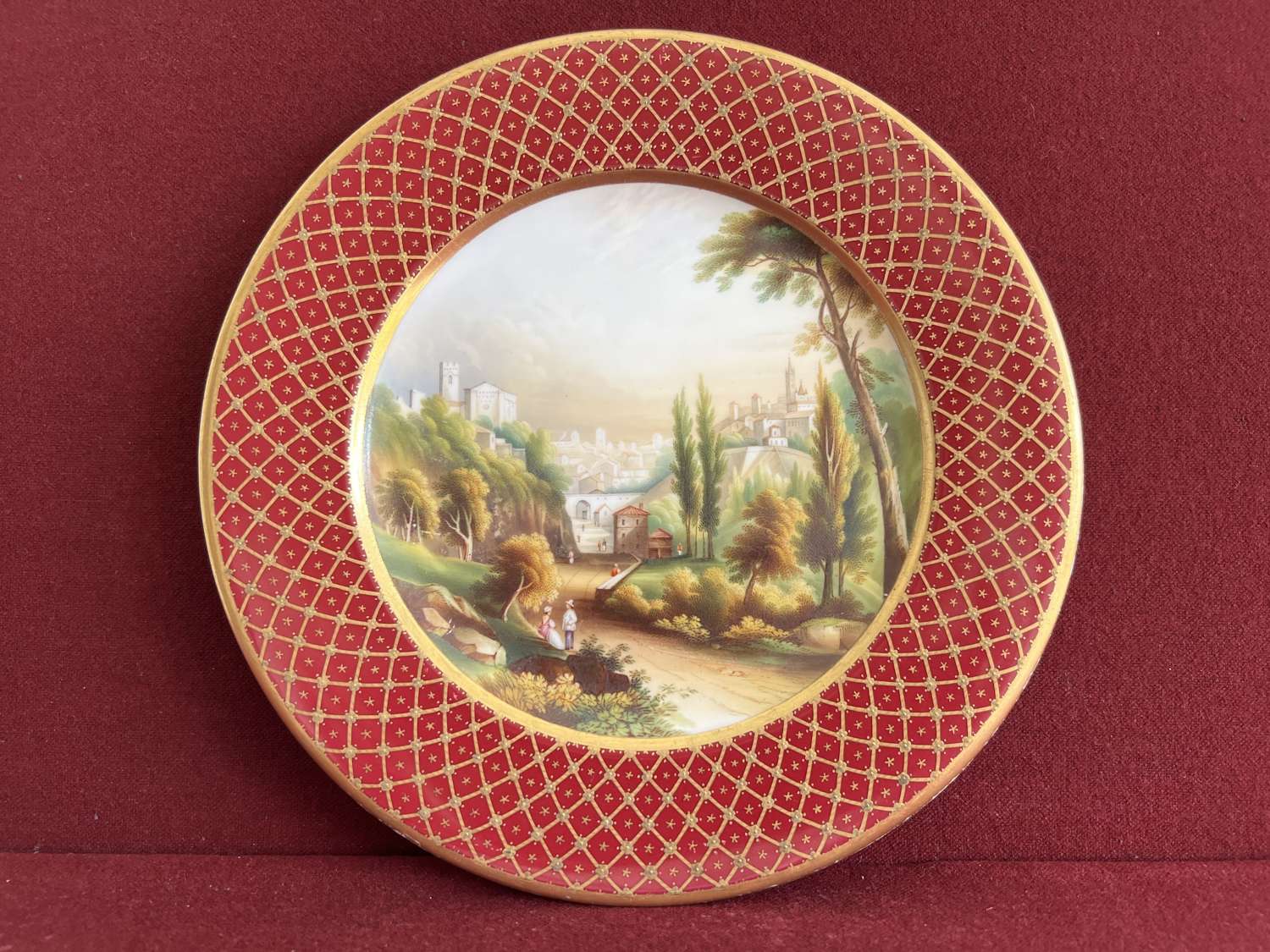 Staffordshire Porcelain Plate decorated with a view of Siena c.1830-50
