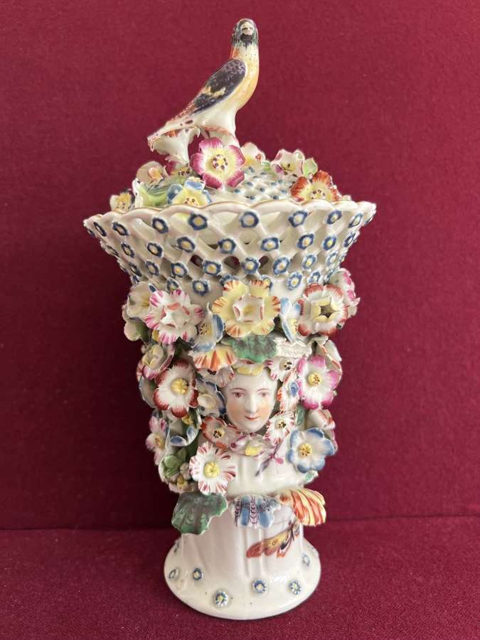 A Derby Porcelain Frill Vase & Cover c.1760