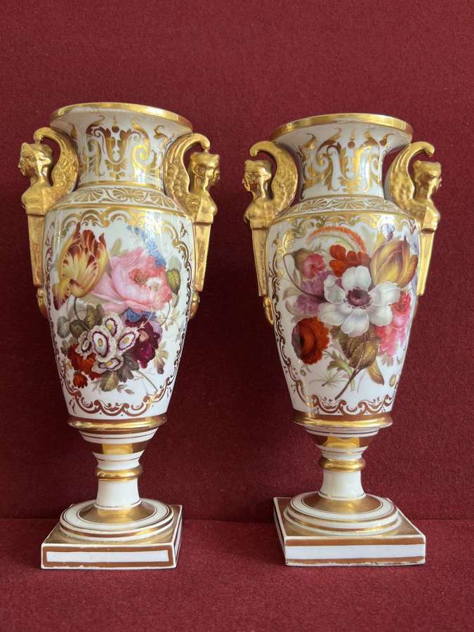 A rare pair of Ridgway Porcelain French Empire Style Vases c.1815