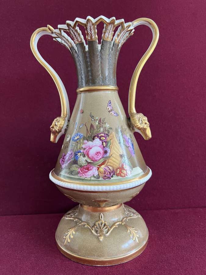A large Spode porcelain vase decorated with a basket of flowers c.1820
