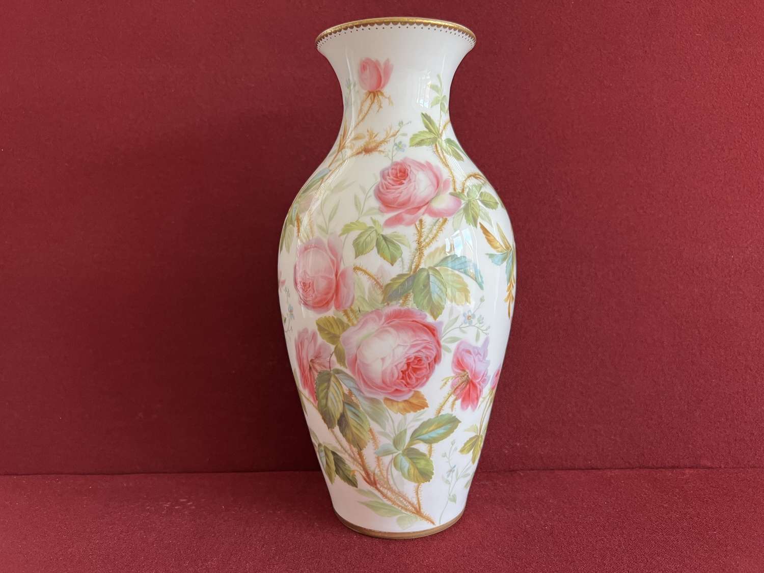 A Minton bone china vase decorated by Jessie Smith c.1850