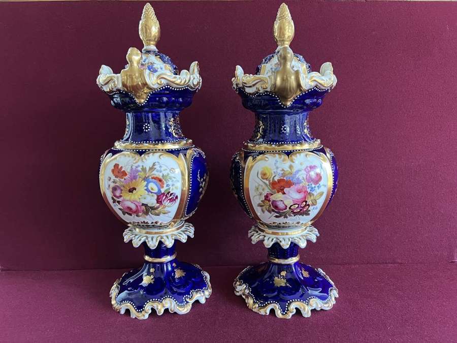 A tall pair of Chamberlain Worcester Porcelain Vases c.1842-1845