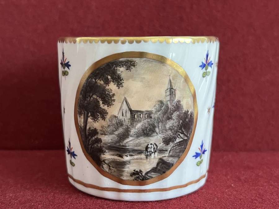 A Flight & Barr Worcester Porcelain Landscape View Coffee Can c.1795