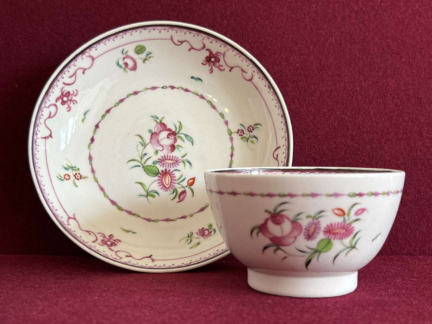A New Hall Style Tea Bowl & Saucer c.1790
