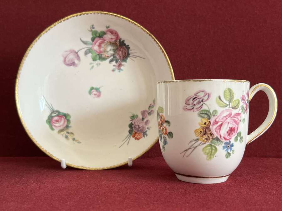 Derby Porcelain Coffee Cup & Saucer decorated by William Billingsley