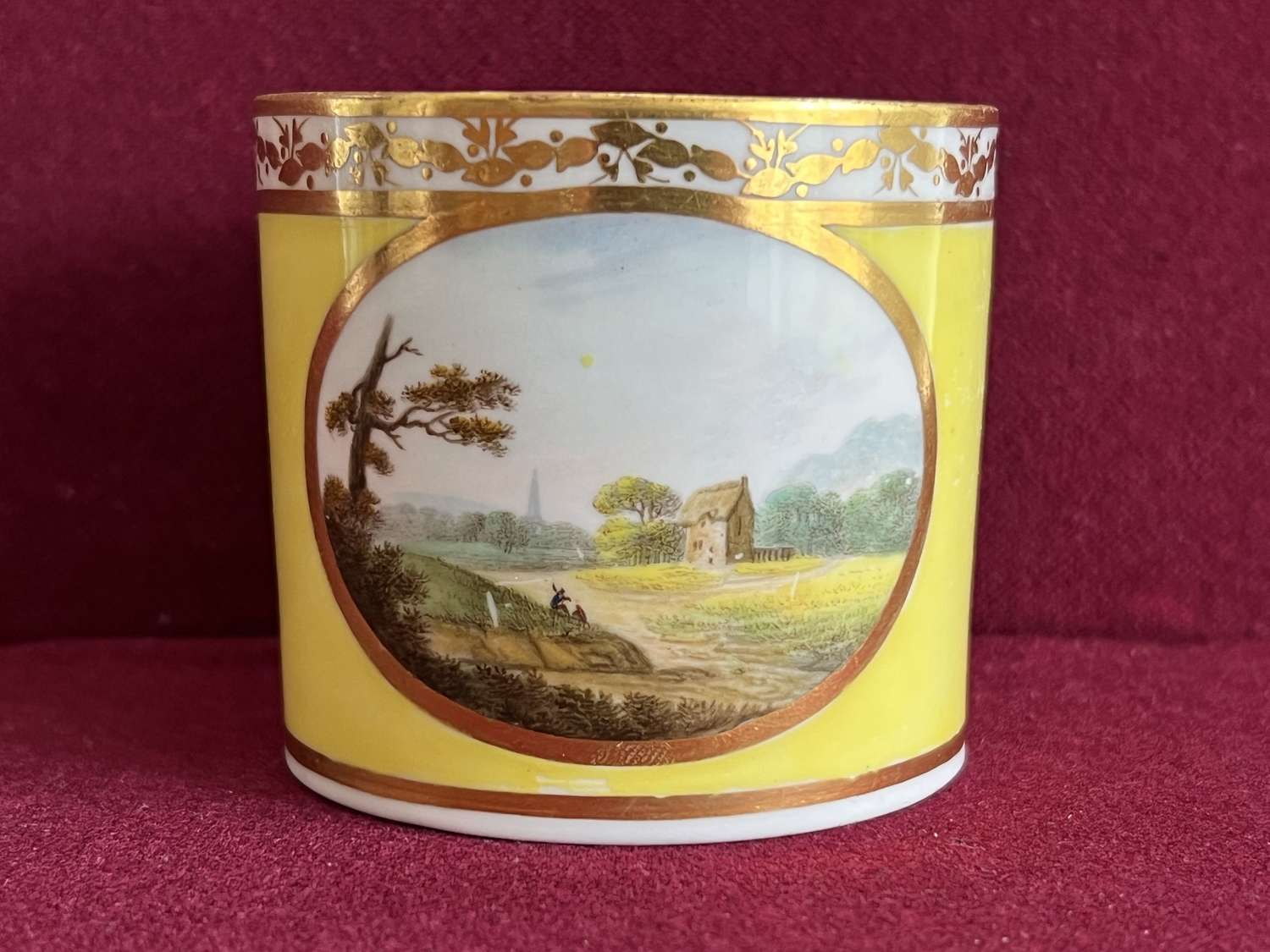 A Derby Coffee Can painted by Thomas 'Jockey' Hill c.1795