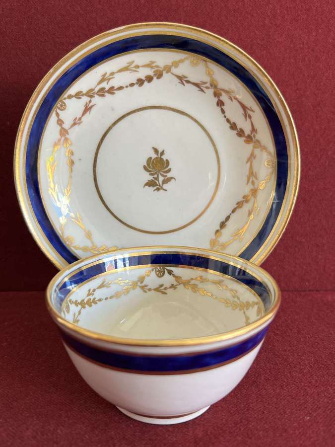 A rare early New Hall Porcelain Tea-bowl & Saucer c.1785 - 1790