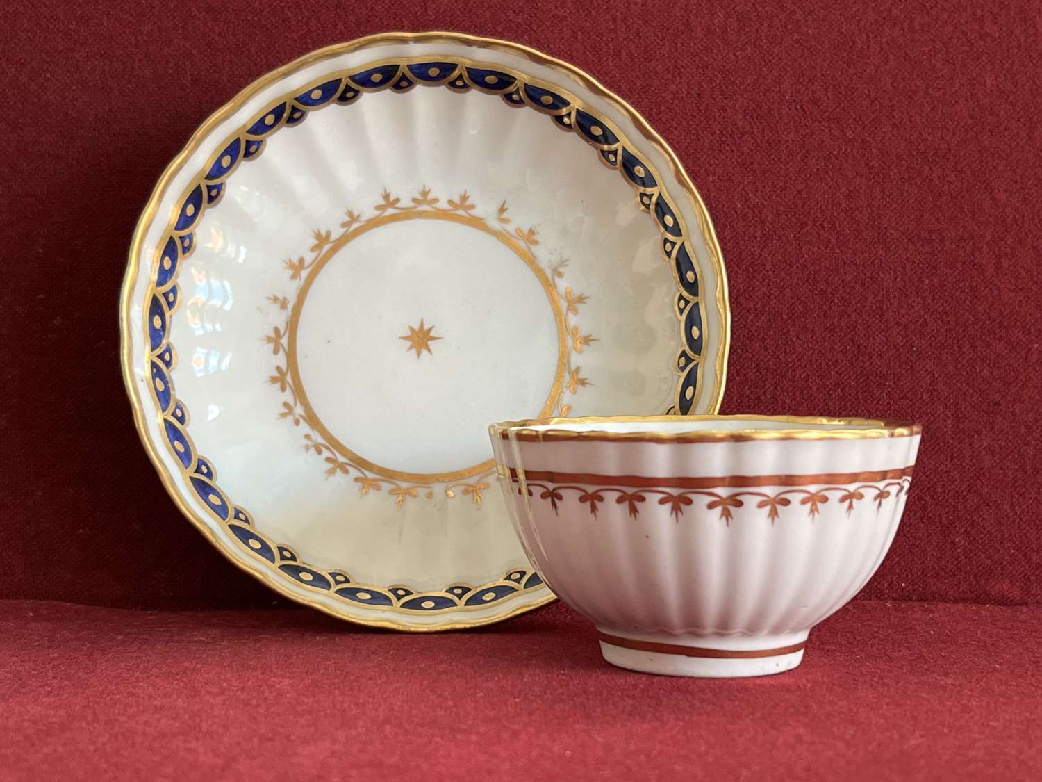An early New Hall Porcelain Tea Bowl & Saucer in pattern 155 c.1797