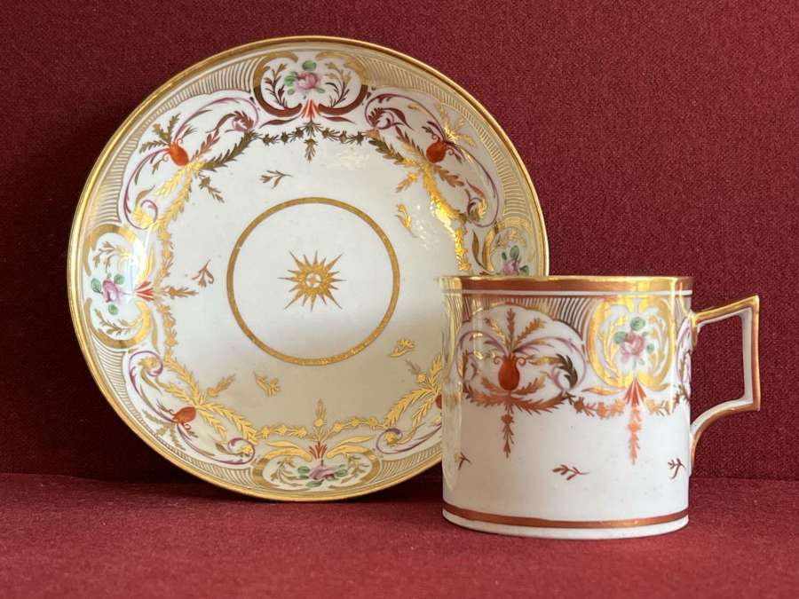 A Coalport Porcelain Coffee Can and Saucer c.1800 -1810