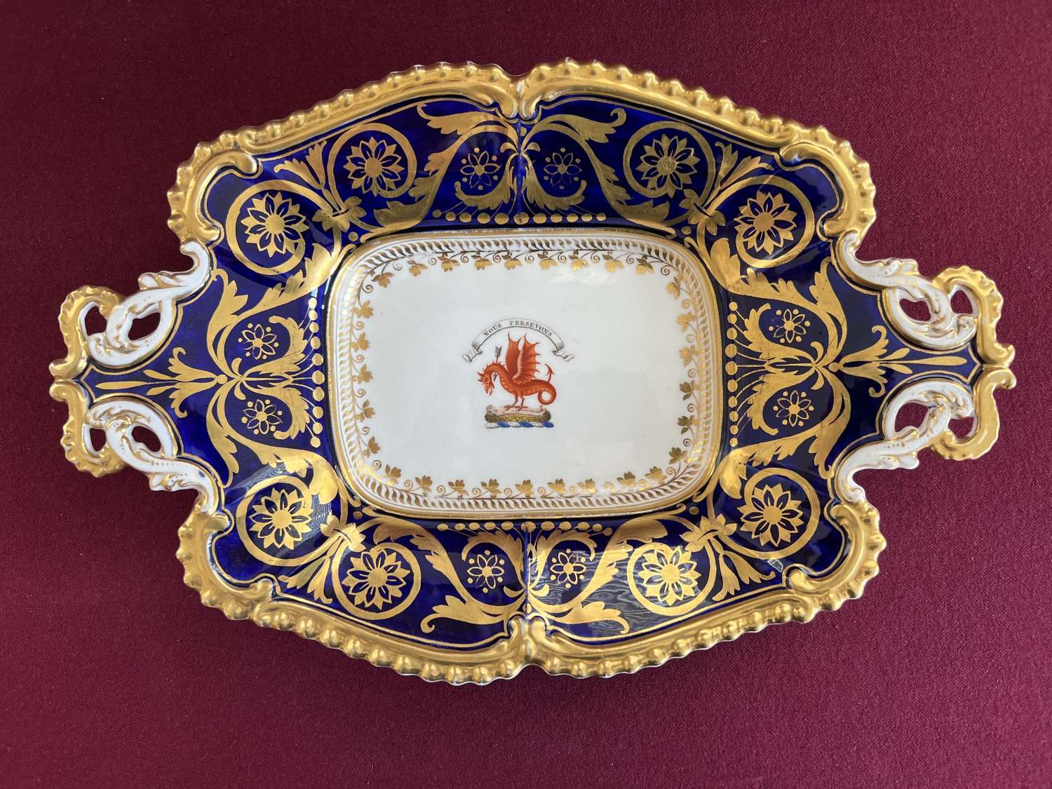 A Chamberlain Worcester Armorial Porcelain Dessert Dish c.1825