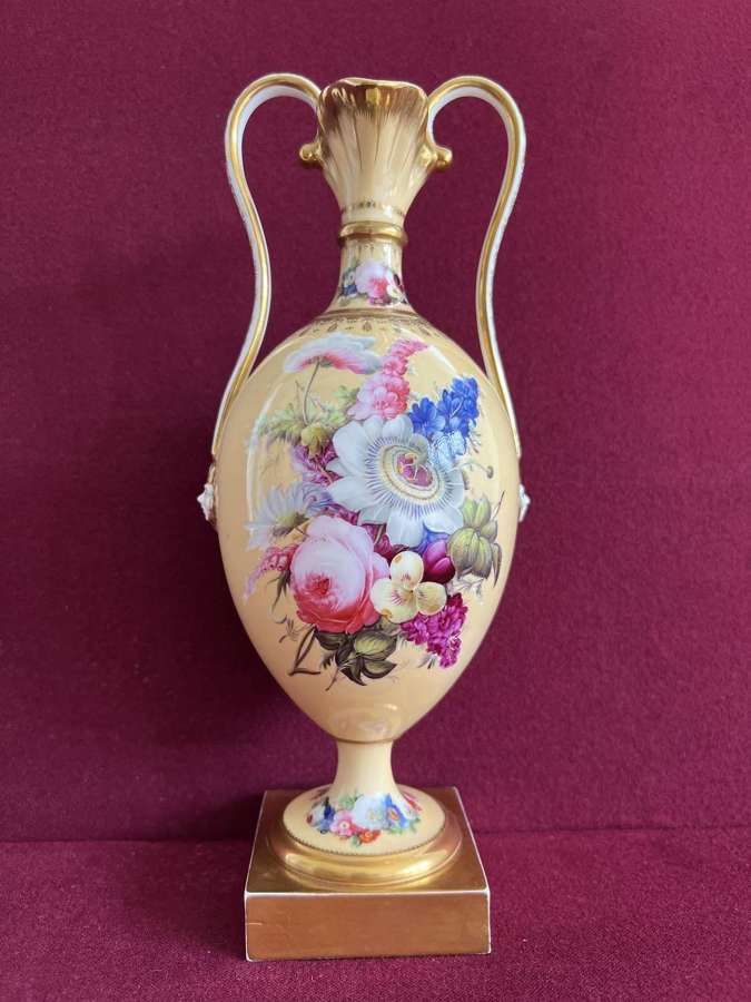 A Minton Porcelain Double Handled Pembroke Vase c.1825-1830