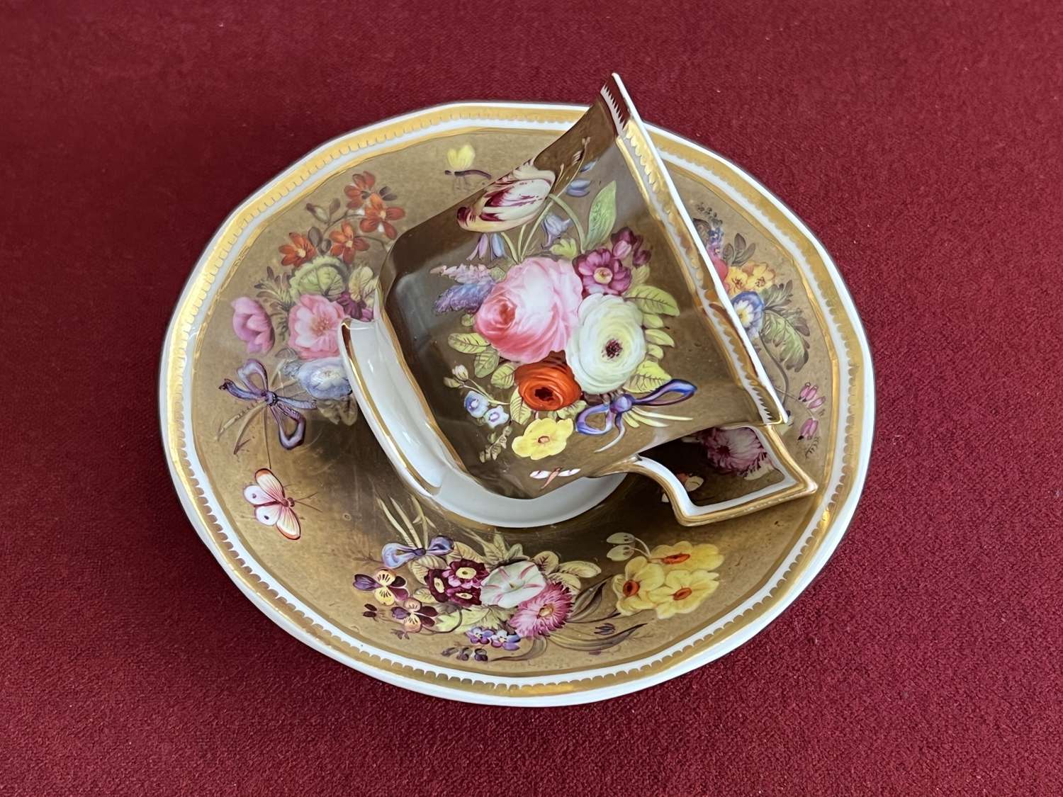 A Spode porcelain Coffee Cup and Saucer very finely decorated c.1830
