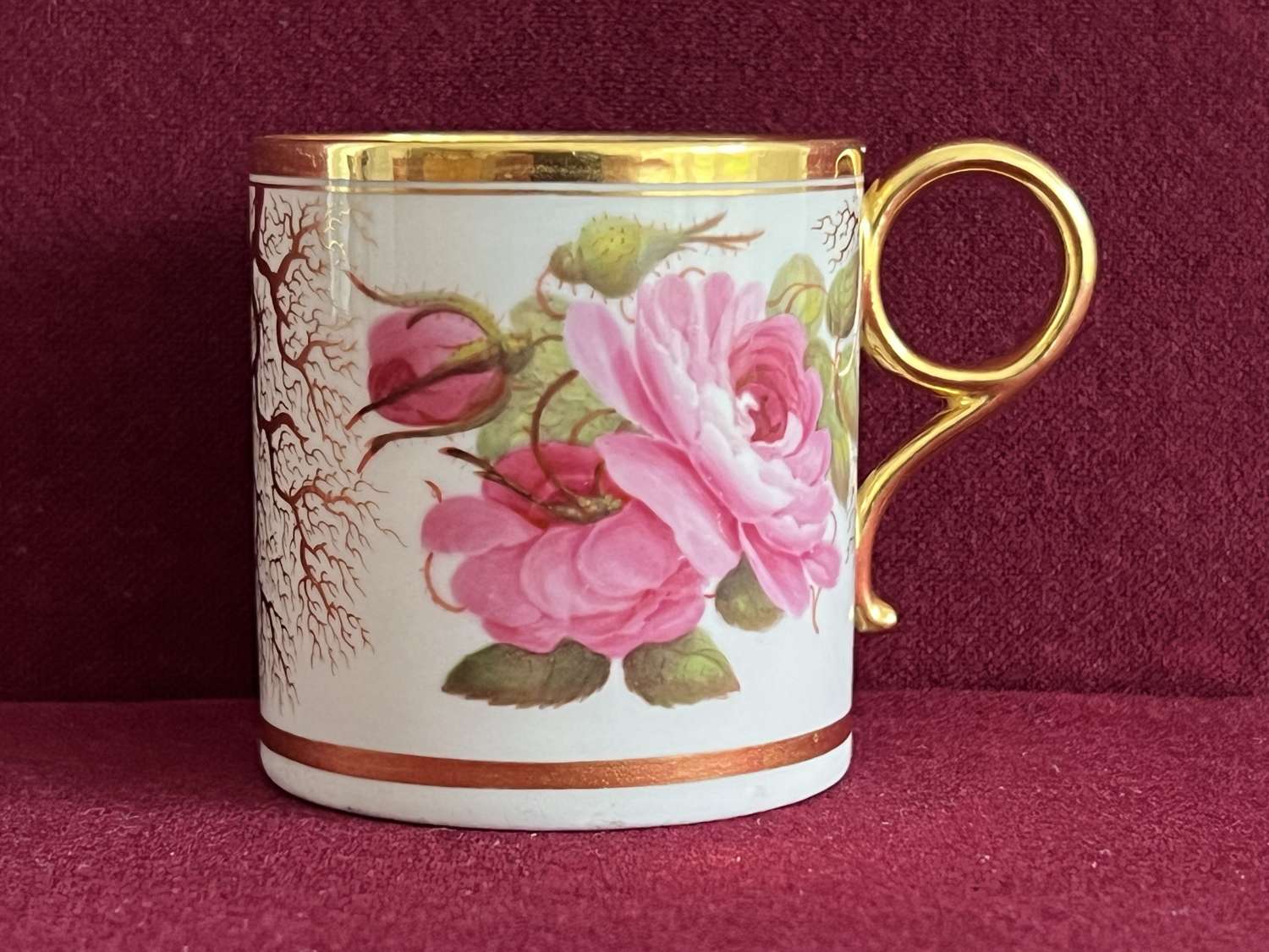 A Barr Worcester Porcelain Coffee Can decorated by William Billingsley
