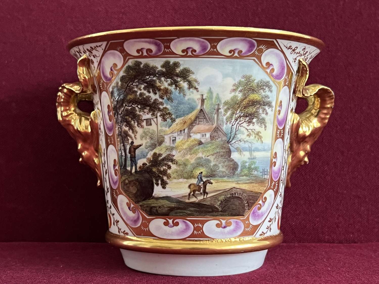 A Derby Porcelain Cache Pot decorated by John Brewer c.1815