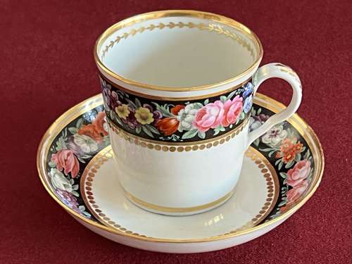 A Flight & Barr Worcester Porcelain Coffee Can & Saucer c.1800