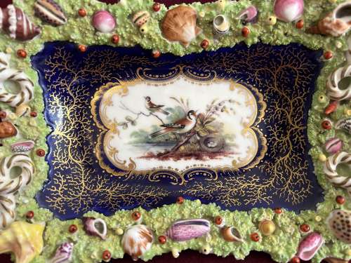 A Chamberlain Worcester Porcelain Shell encrusted basket c.1840