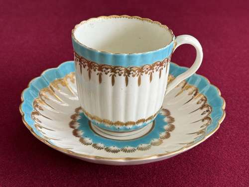 A First Period Worcester Fluted Coffee Cup & Saucer c.1780
