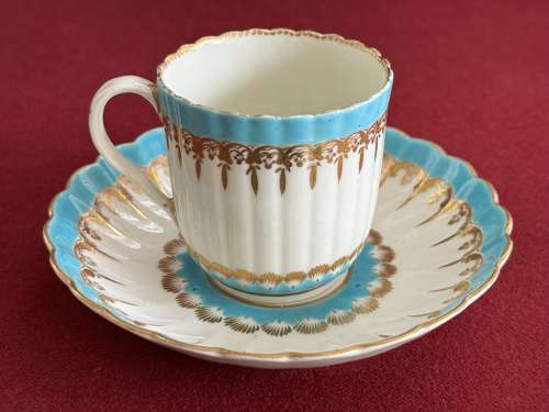 A First Period Worcester Fluted Coffee Cup & Saucer c.1780
