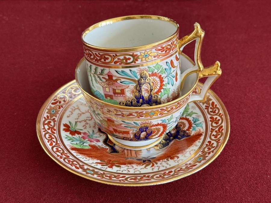 A Flight Barr and Barr Worcester Porcelain Japan pattern trio c.1815