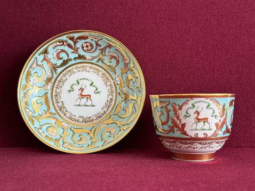 A fine Barr, Flight and Barr Worcester armorial teacup & saucer c.1810