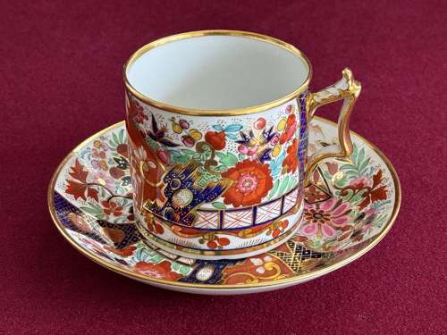 A Flight, Barr & Barr Worcester Porcelain Coffee Can & Saucer in Japan Pattern c.1815