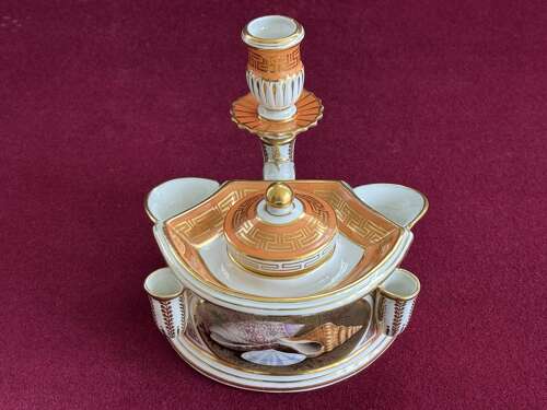 A superb & rare Flight & Barr, Worcester Porcelain Inkstand c.1800