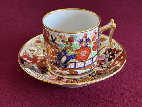 A Flight, Barr & Barr Worcester Porcelain Coffee Can & Saucer in Japan Pattern c.1815