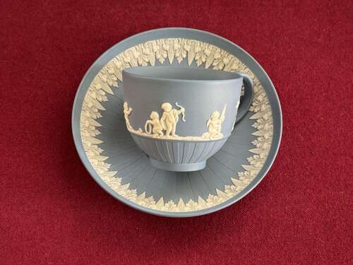 A Turner Jasperware Teacup and Saucer c.1790