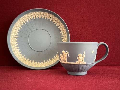 A Turner Jasperware Teacup and Saucer c.1790