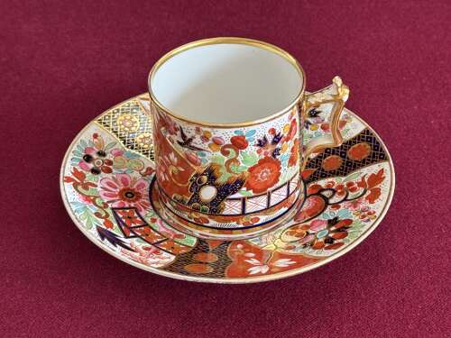 A Flight, Barr & Barr Worcester Porcelain Coffee Can & Saucer in Japan Pattern c.1815