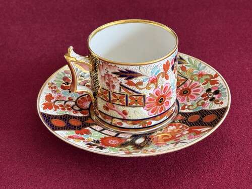A Flight, Barr & Barr Worcester Porcelain Coffee Can & Saucer in Japan Pattern c.1815