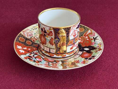 A Flight, Barr & Barr Worcester Porcelain Coffee Can & Saucer in Japan Pattern c.1815