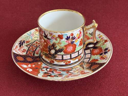 A Flight, Barr & Barr Worcester Porcelain Coffee Can & Saucer in Japan Pattern c.1815